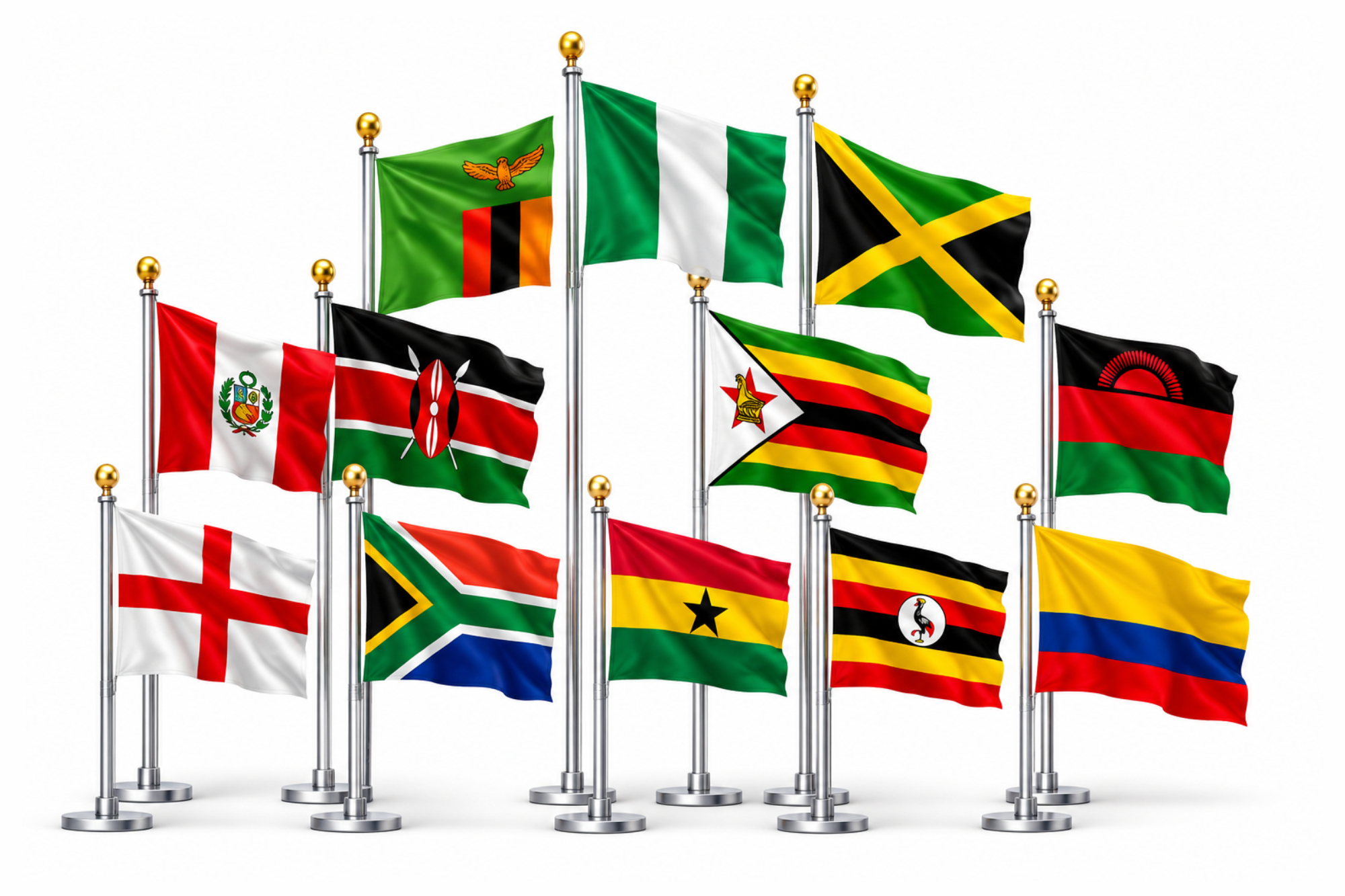 Flags representing nations